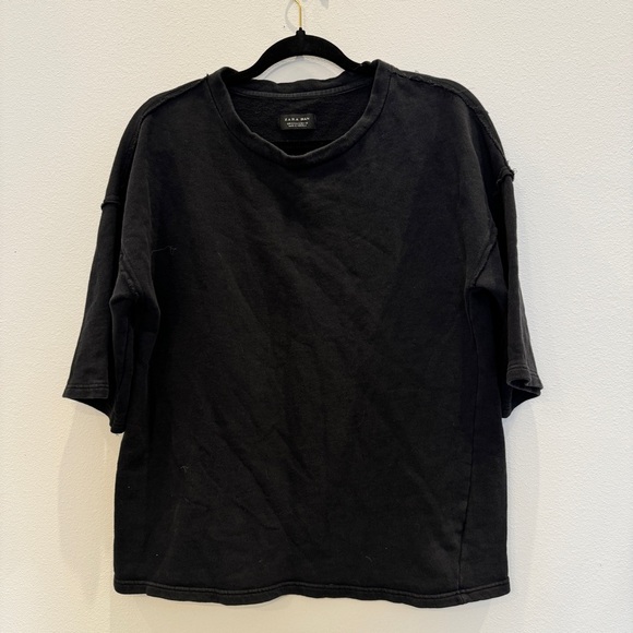 Zara Man Black 3/4 sleeve Top Size Small - Picture 1 of 6